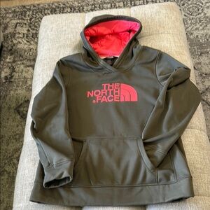 THE NORTH FACE WOMENS LARGE, GREEN,  AND PINK ACCENT,  HOODIE SWEATSHIRT